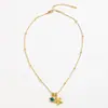 Collar Colgante Pez Pequeño y Tortuga de Acero Inoxidable Estilo Vacacional Europeo y Americano, Collar de Cadena Fina Vida Marina Coral y Estrella de Mar