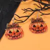 Halloween Europeu e Americano Design Criativo de Nicho Escuro Engraçado Acrílico Estampa de Leopardo Laço Orelha de Abóbora Gancho de Brinco para Mulheres