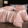 Juego de Cuatro Piezas de Seda Pura Exportada Satén de Seda de Morera Imitación Funda Nórdica Sábana Bajera Sábana Plana Verano Hielo Seda Suave Funda Nórdica Ropa de Cama