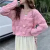 Estilo Coreano Otoño e Invierno Nuevo Flor Tridimensional Pequeño Estilo Chanel Cárdigan de Punto Prendas de Abrigo Francesas Cortas Suéter Abrigo para Mujer