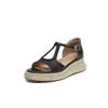 Sandalias de Verano 2025 para Mujer, Cómodas, Versátiles, de Paja, con Plataforma Gruesa, Cuña, Piel de Oveja, Punta Redonda, Punta Abierta, Piel Genuina, Casual, con Tira Trasera