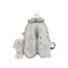 Mochila de Conejo Orejas Caídas de Moda Trendy de Gran Capacidad para Mujer Linda Mochila de Encaje Fresco con Correa de Corbata de Puntos