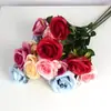 Rosa Artificial Tallo Único 3 Cabezas Ramo de Rosas Búlgaras Pasillo de Boda Decoración del Hogar Comercio Electrónico Transfronterizo Caliente