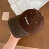 Gorra de Béisbol con Estampado de Leopardo Estilo Retro Americano para Mujer, Verano, Combinación de Colores Versátil, Protector Solar, para Cara Grande, con Visera de Pato