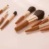 Set de 9 Brochas de Maquillaje, Set de Brochas Portátil Tamaño Viaje, Brocha para Polvos, Brocha para Contorno, Brocha Stippling, Alto Valor Estético