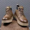 Botas Masculinas 2025 Inverno Veludo Quente Neve Algodão Sapatos Estilo Britânico Cano Alto Sapatos Masculinos Botas de Trabalho para Exterior