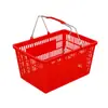 Cesta de Plástico de Fondo Plano Haoter con Asa de Metal Recubierta de Goma, Cesta de Compras Azul para Centros Comerciales con Asa Cómoda