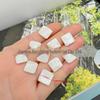 Brincos Quadrados de Marisco de Água Doce de 12mm Colar com Pingente Contas Semiacabadas Acessórios de Joalheria DIY Feitos à Mão Atacado