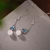 Pendientes Yilu plata de ley S925 cloisonné chapado en oro jade Hetian retro Xiangyun Montaña largos para mujer