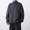 Suéter liso de cuello alto para hombre, nuevo top de punto de manga larga de otoño, suéter casual de capa base para hombre, ropa para hombre