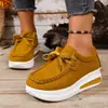 Sapatos casuais femininos tamanho grande 2025 sapatos com cadarço na frente atacado comércio exterior AliExpress sapatos de sola grossa Amazon outono