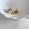 Nuevos Pendientes Cuadrados Geométricos de Color Champagne Degradado de Lujo Ligero de Gama Alta para Mujer Diseño de Nicho Pendientes Versátiles Pendientes