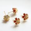 Pendientes de flores tridimensionales con temperamento retro chapados en cobre y plata S925, joyería hecha a mano, accesorios para pendientes, material para pasadores de oreja