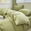 Juego de ropa de cama a rayas de cuatro piezas 100% algodón, Clase A, estilo simple, funda de edredón, sábana plana, sábana ajustable, algodón puro de 60 hilos, algodón lavado