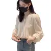 Camisa para Mujer 2026 Nuevo Estilo Primavera y Otoño Cuello en V Manga Larga Encaje Bordado Elegante Versátil Moda Top