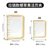 Libro de hojas sueltas de seis agujeros de color estilo ins japonés y coreano para perseguir estrellas a5a6 borde con cremallera transparente libreta de mano de 6 agujeros papelería de moda