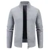 Cardigan Masculino de Tricô Grosso com Gola Alta e Zíper Outono Inverno com Forro de Veludo Espesso Casaco Suéter Casual de Negócios Top Quente