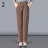Calça da Mamãe Primavera, Outono e Inverno Meia-Idade e Idosos Solta Tamanho Grande Feminina Veludo Cotelê Forrada com Lã Espessada Casual Quente