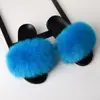 Sapatos de Pelo de Raposa Real Europeus e Americanos para Comércio Exterior Femininos Verão Pelo de Pele Chinelos Sandálias Baixas Pelo de Guaxinim