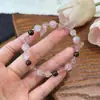 Polvo de Caballo Natural Qiaoen, Cristal de Fresa, Pulsera de Granate DIY Pulsera de Cristal Natural Joyería Popular