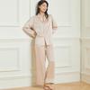 Pijama de mujer de primavera y verano transfronterizo nuevo de alta gama, manga larga de seda helada, cómodo, simple para el hogar, dos piezas al por mayor