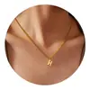 Amazon Moda Transfronteriza Simple 26 Letras Inglesas Colgante Brillante Collar Cadena de Clavícula Versátil Elegante de Acero Inoxidable