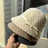 2026 Nuevo Sombrero de Mujer Otoño Tejido con Lazo Sombrero de Pescador Hace que la Cara se Vea Más Pequeña Moda Versátil Sombrero de Cubo
