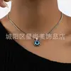 Moda Europea y Americana Simple Retro Ojo del Diablo Collar Ojo Turco Azul Ojo Único Collar Estilo Callejero