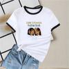 Transfronterizo 2025 Europeo y Americano Nuevo Verano Cuello Redondo Color en Contraste Manga Corta Casual Ajustado Camiseta de Mujer Top Versátil