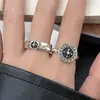Anillo Vintage Desgastado de Cruz y Rueda de Barco para Mujer, Diseño de Nicho, Estilo Nuevo, Sensación de Alta Gama, Anillo Abierto Ajustable Versátil para Mujer