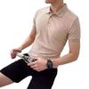 Camiseta de manga corta de tela de seda helada de verano 2024, estilo clásico, color liso, talla grande, con rayas multicolor.