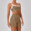 Amazon Novo Europeu e Americano Nu Apertado Esportes Ao Ar Livre Roupa Interior Feminina Fina Alça de Ombro Cor Contraste terno Sling Yoga Wear