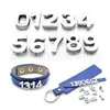 8mm 10mm Liga Diamantada Esculpido Liso Contorno Contas Digitais Placa de Estacionamento Temporário Coleira de Animal de Estimação Pulseira Acessórios