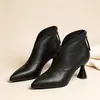 Venta Caliente 2026 Otoño/Invierno Nuevas Llegadas Botines de Mujer Punta Fina Tacón de Aguja Alto Antideslizantes Forro de Terciopelo Piel Suave Botas Casuales para Mujer