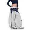 Estilo Retro Americano Calças de Moletom Casuais Listradas em Camadas Nicho Curvas Unissex Hip-Hop Street Dance Largas de Perna Larga Tendência