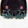 60631 Accesorios de Cobre Antiguo Rama de Flor Horquilla de Cobre Hecha a Mano con Esmalte Azul Material Hanfu Horquilla para Novia 34*45mm