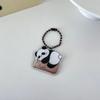 Llavero acrílico de panda con cadena de cuentas de doble capa, soporte de animación, colgante de dibujos animados, llavero periférico, anillo