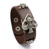Pulseira de Couro com Caveira de Ás de Espadas de Poker Punk Rock Masculina com Fecho Rápido Acessórios Estilo Escuro Atacado