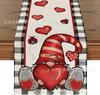 Venta Caliente de Amazon Día de San Valentín Gnomo Coche Gato Mantel Individual Runner de Mesa Decoración del Hogar Estampado en Tela Aislamiento Térmico Mantel de Lino