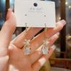 Pendientes de circonita microincrustada con forma de ojo de gato de cinco pétalos, estilo celebridad de Internet, diseño único de moda para mujer, pendientes elegantes que combinan con todo.