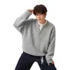 Novo suéter masculino de outono estilo workwear, falso two-piece, único, nicho, simples, solto, gola V, abotoado, moderno
