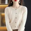 Cárdigan de punto para mujer, chaqueta suéter de cuello redondo, nuevo para primavera y otoño, suelto, moderno, corto, elegante, camiseta base