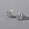Pendientes de Plata S925 con Aguja, Forma de C Trenzada de Tres Capas, Chapado en Cobre Metálico de Oro Real 18K, Pendientes Elegantes, Verano 2025