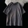 Camiseta americana de manga curta de verão masculina solta de meia manga top cor sólida pesada manga curta moda