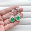 Brincos de Calcedônia Verde Imperial Incrustados com Pino de Prata 925, Brincos de Jade Incrustados com Ouro Ágata, Brincos de Joias de Jade, Suprimento para Transmissão ao Vivo