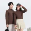Camiseta Térmica De Rong para Mujer, Cuello Alto Medio, Nuevo Estilo Otoño e Invierno, Corte Ajustado, Top Camiseta Térmica de Pareja
