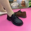 Outono de 2026 Novo Estilo Britânico Couro Macio Cadarço Plataforma Salto Grosso Duas Formas Slip-on Sapatos Confortáveis