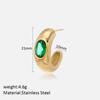 Brincos Europeus e Americanos Mais Vendidos Moda Simples Metal Oval Esmeralda Verde Banhado a Ouro Aço Inoxidável Atacado em Estoque