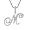 Colgante de hip hop europeo y americano con cuerpo de flor y cuerpo de hierba, colgante con letra inglesa, collar de discoteca con incrustaciones de circonita en oro de 18 quilates, venta al por mayor