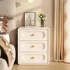 Mesita de noche de madera maciza color crema con tres cajones, modelo nuevo, piel, lujo ligero, pequeño mueble de almacenamiento para dormitorio del hogar